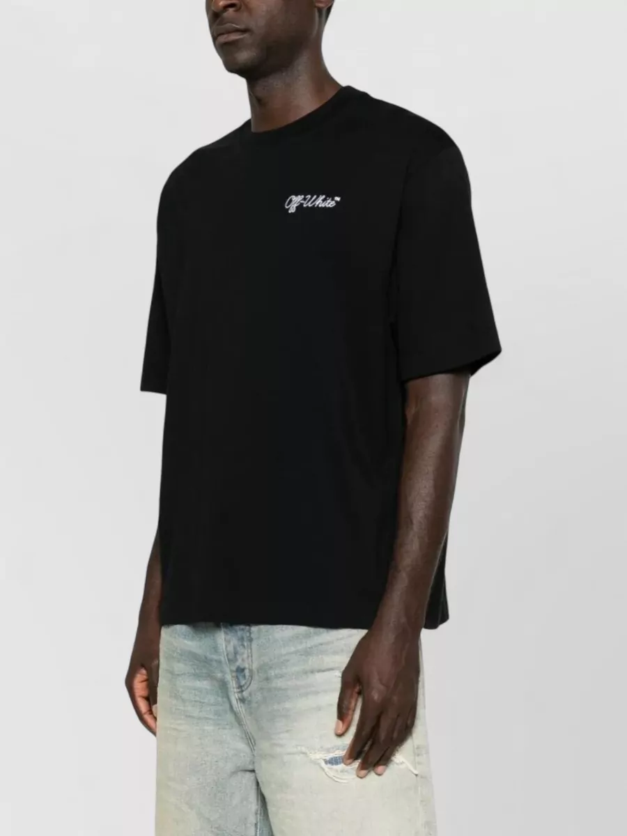 Off-White Embroidered Logo Cotton T-Shirt