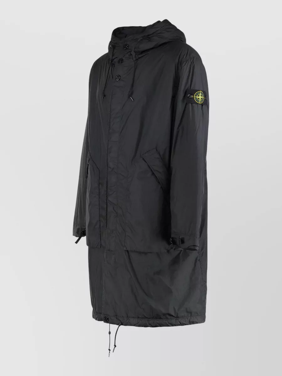 Stone Island Hooded Long Parka Made From Recycled Nylon