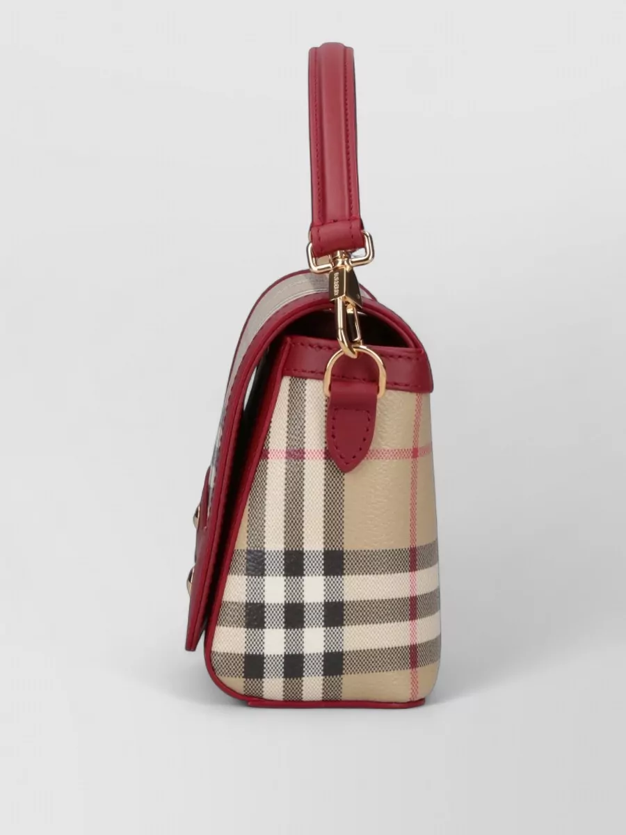 Burberry Plaid Top Handle Crossbody Bag Detachable Strap