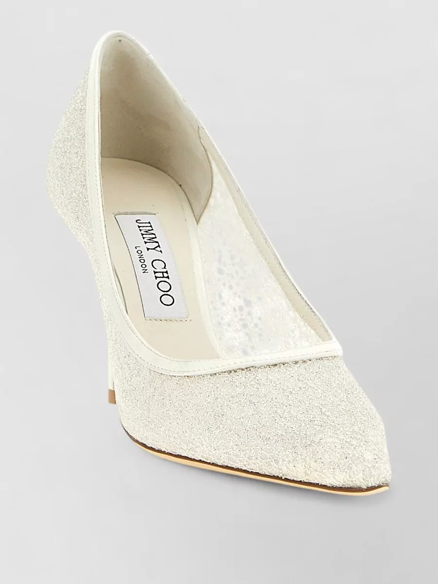 Jimmy Choo silk leather mesh glitter pumps