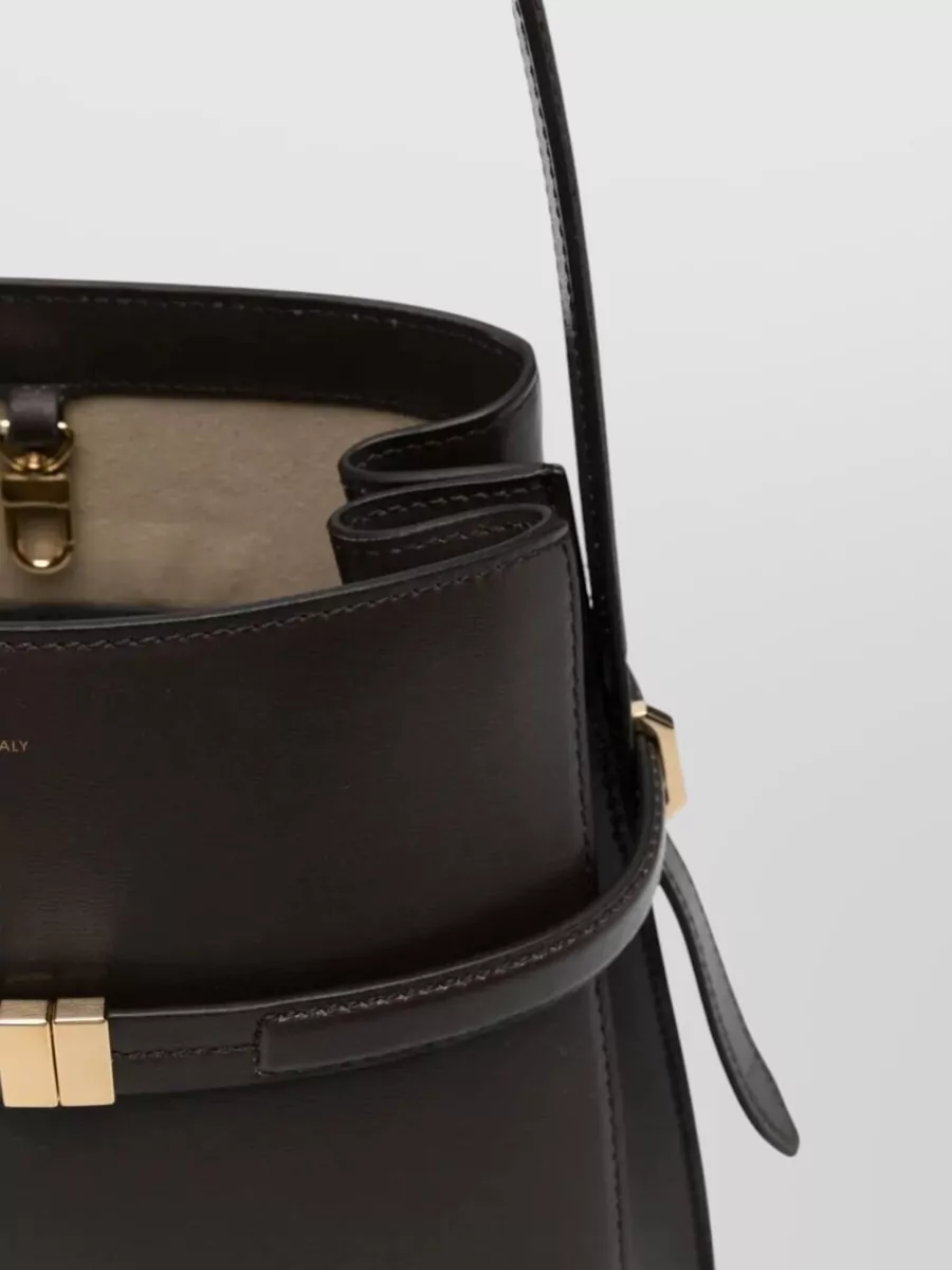 Totême Belt Detail Leather Bucket Shoulder Bag