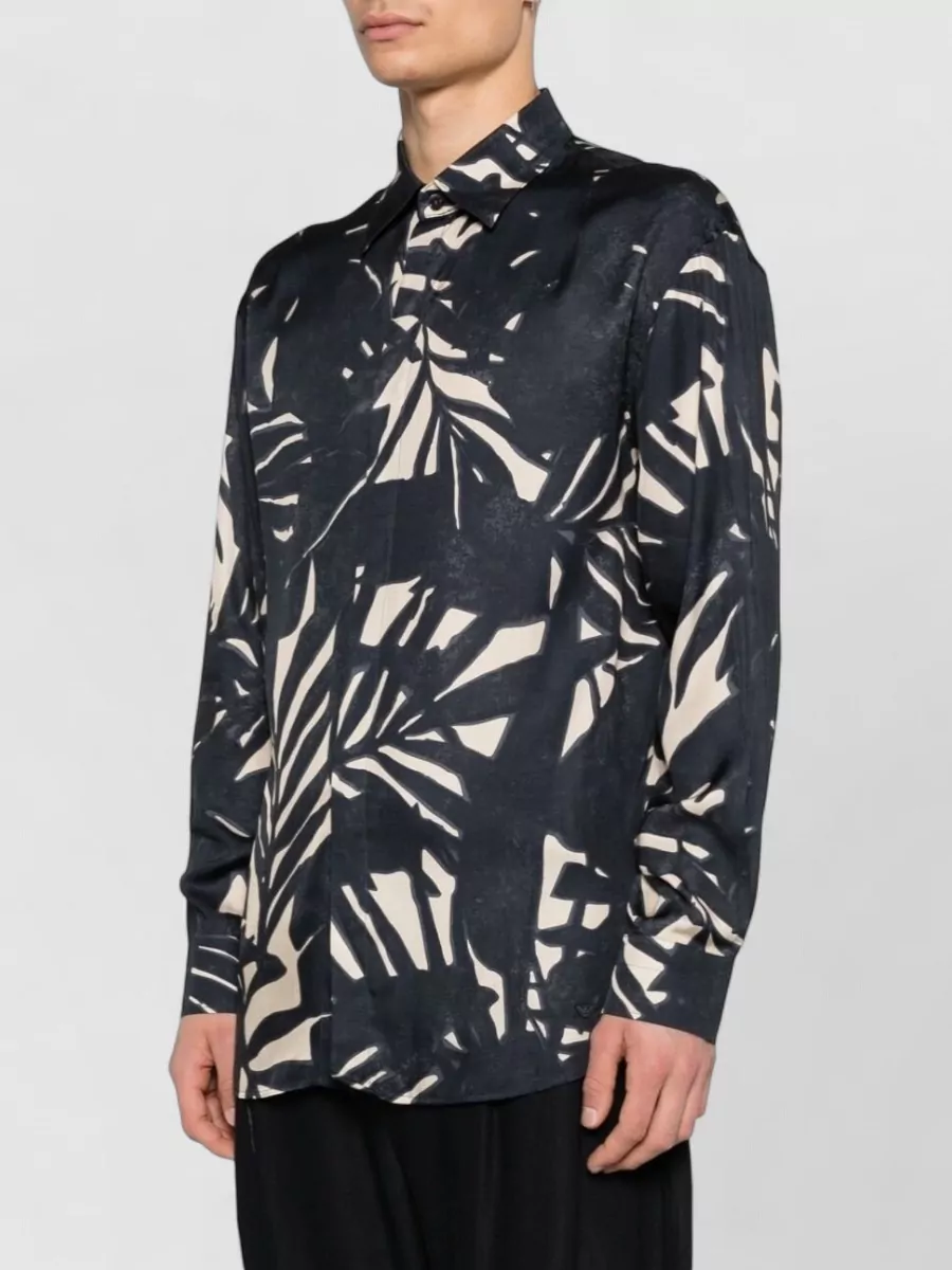 Emporio Armani Long Sleeve Shirt Leaf Print Cuffs