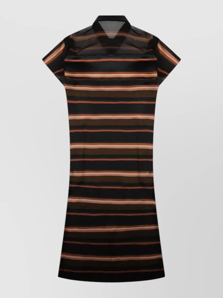 Sacai horizontal-stripe print midi dress
