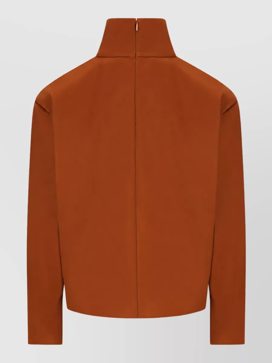 Saint Laurent Silk Cropped High Neck Ribbed Knit Top