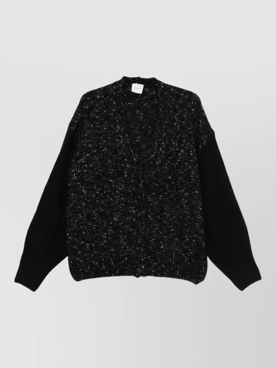 Alysi Mohair Wool Cotton V-Neck Cardigan