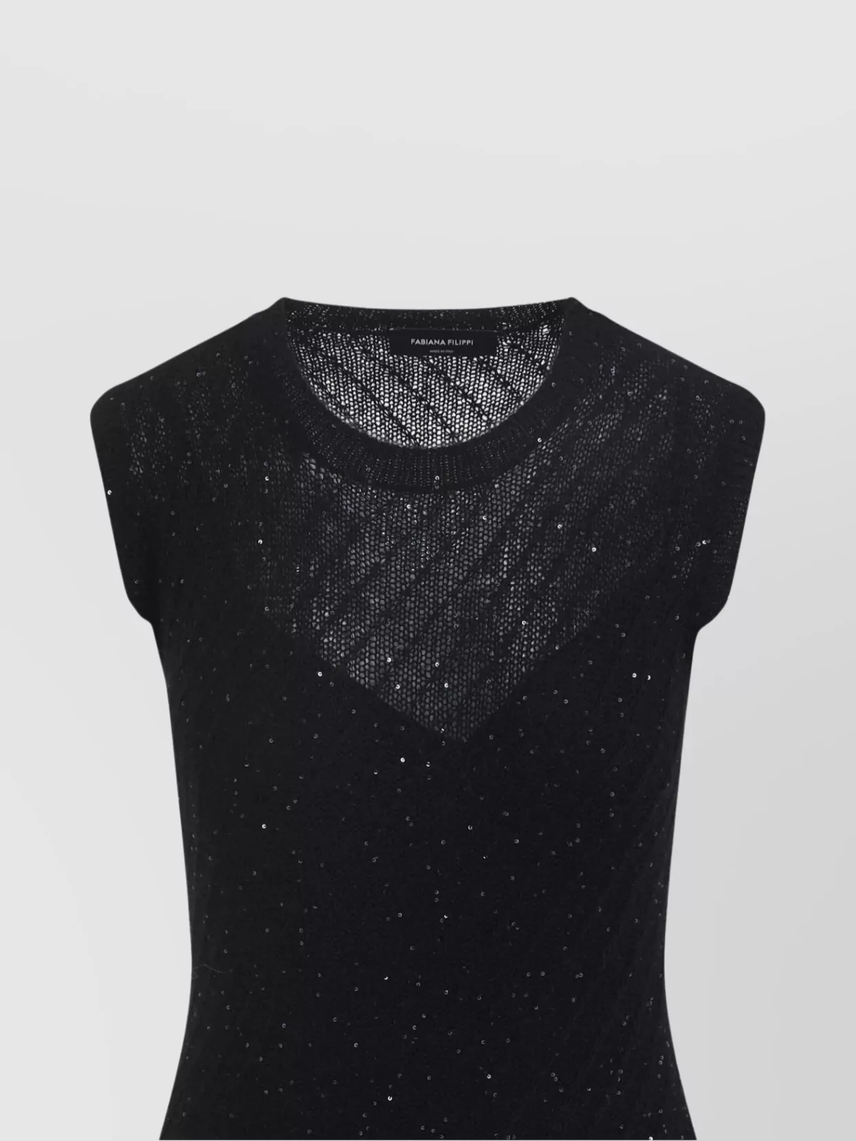 Fabiana Filippi Black Wool Sequins Midi Dress