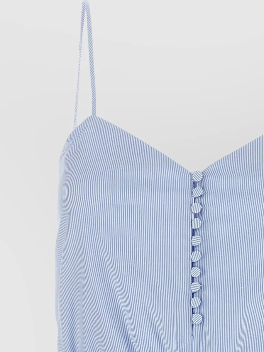The Andamane Cotton Striped Sleeveless Sweetheart-Neckline Jumpsuit