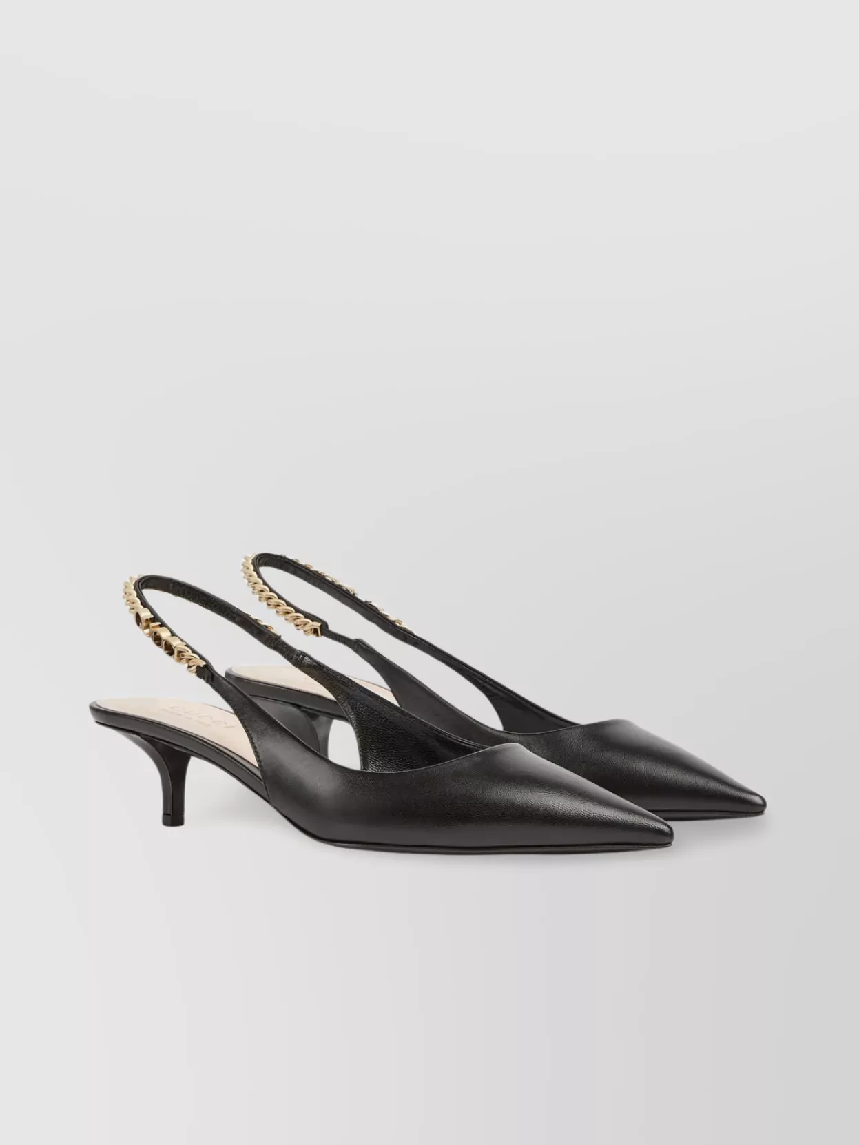 Gucci Hand-Stitched Chain Detail Kitten Heel Pumps