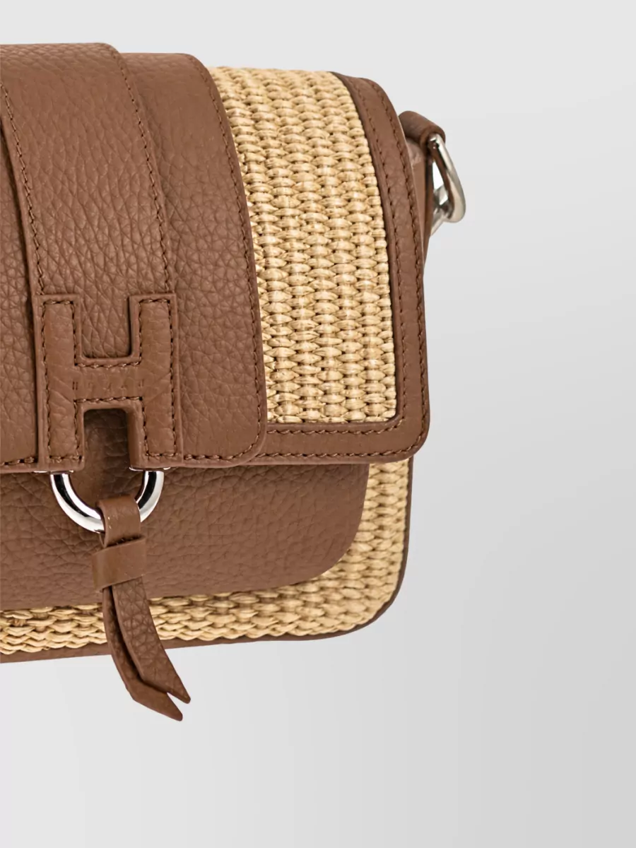 Hogan Na Leather And Raffia Mini Bag