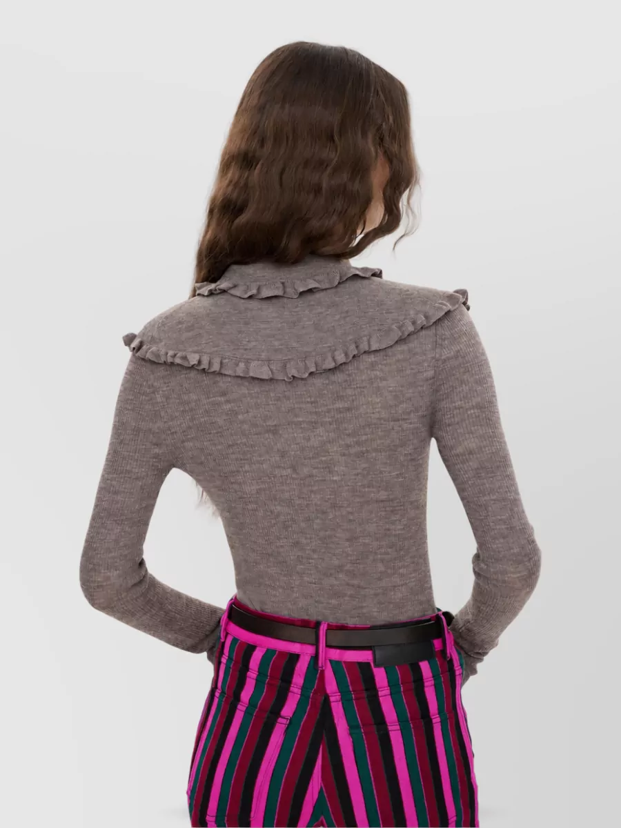 Chloé Wool Long-Sleeve Henley T-Shirt