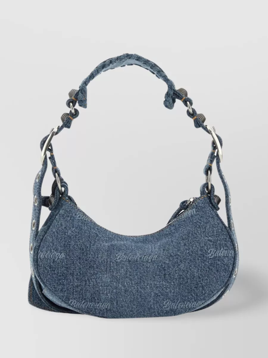 Balenciaga Xs Denim Embroidered Shoulder Bag
