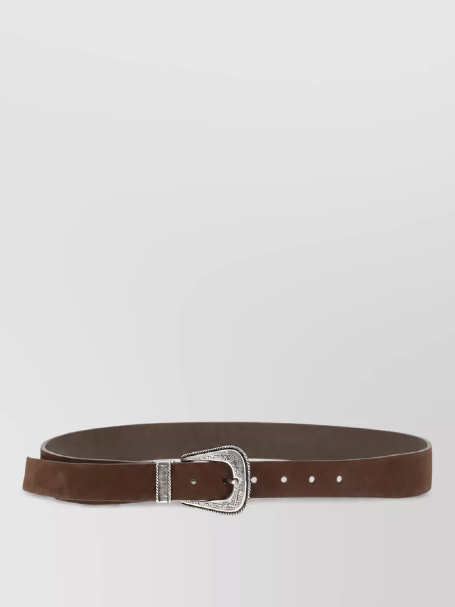 Brunello Cucinelli suede leather western buckle belt