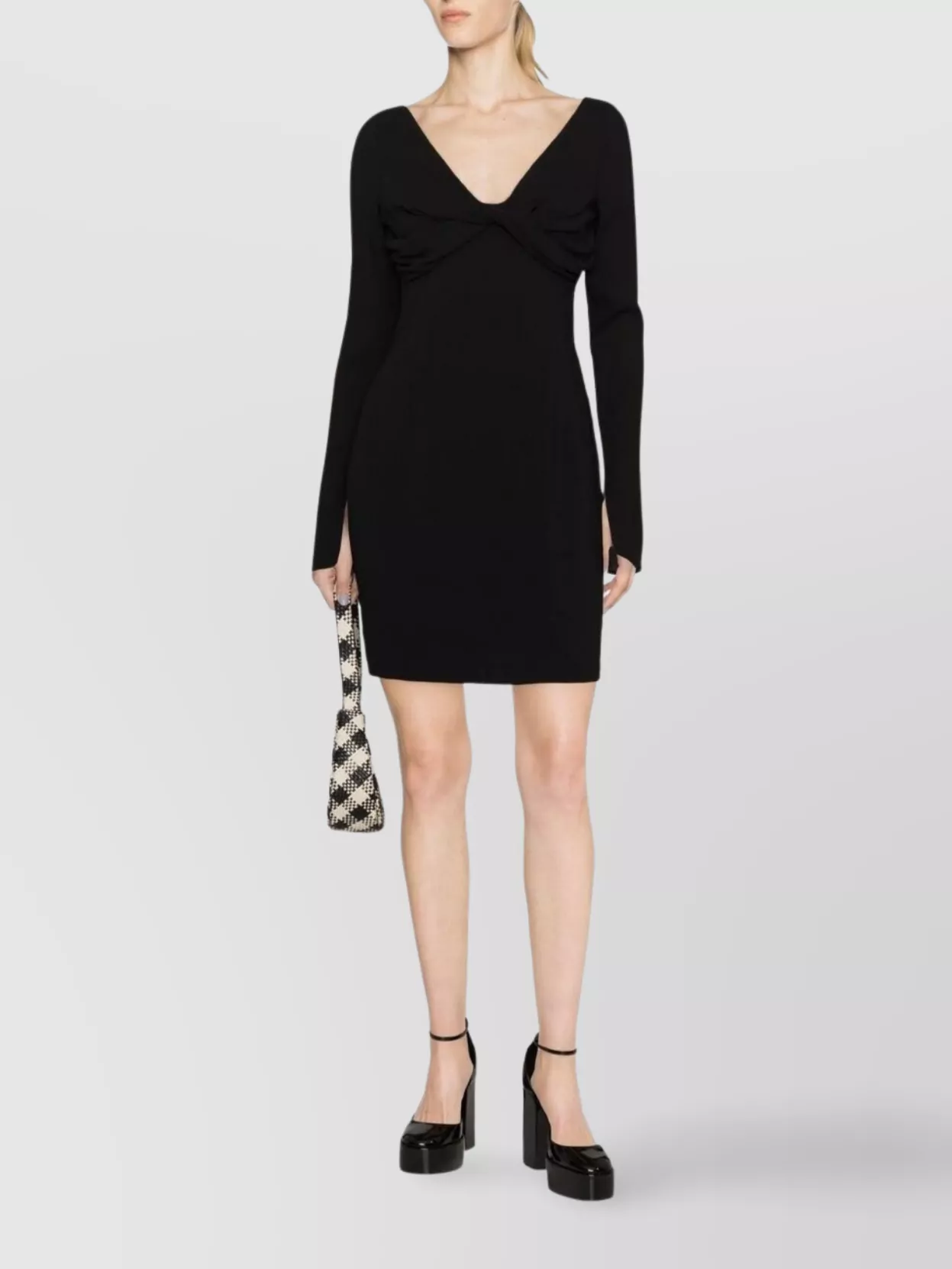 Blumarine Fitted Mini Dress Long Sleeves In Black