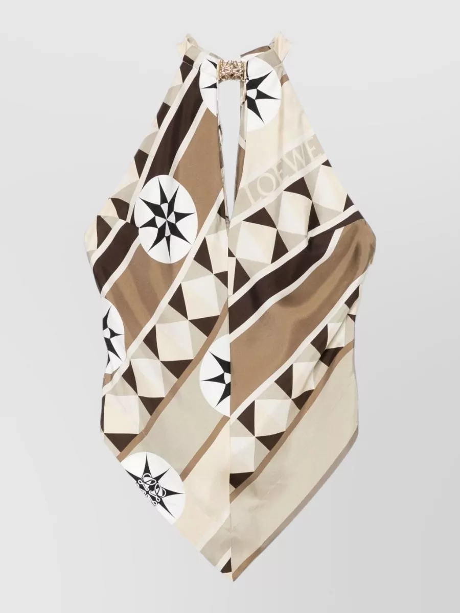 Loewe Paula's Ibiza Silk V-Neck Sleeveless Blouse