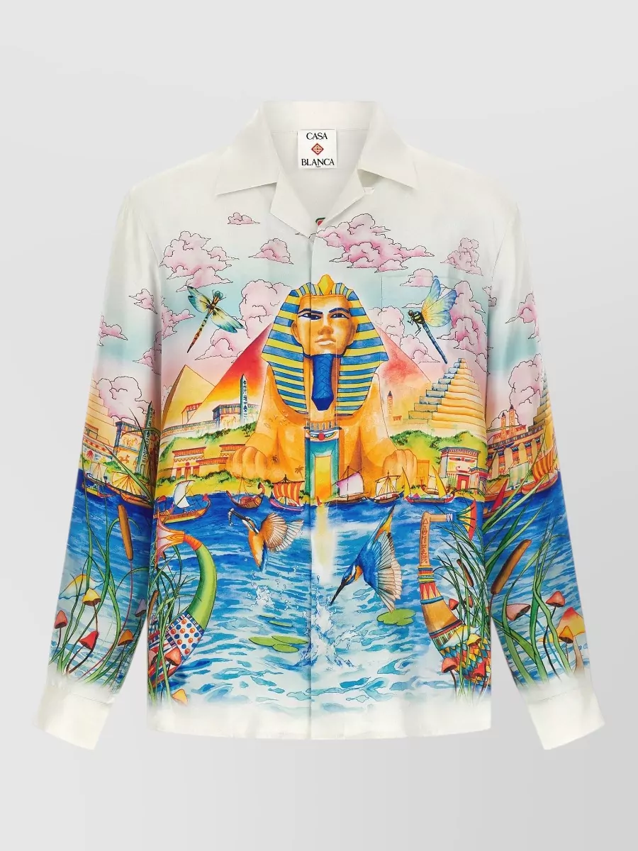 Casablanca Silk printed cuban collar shirt