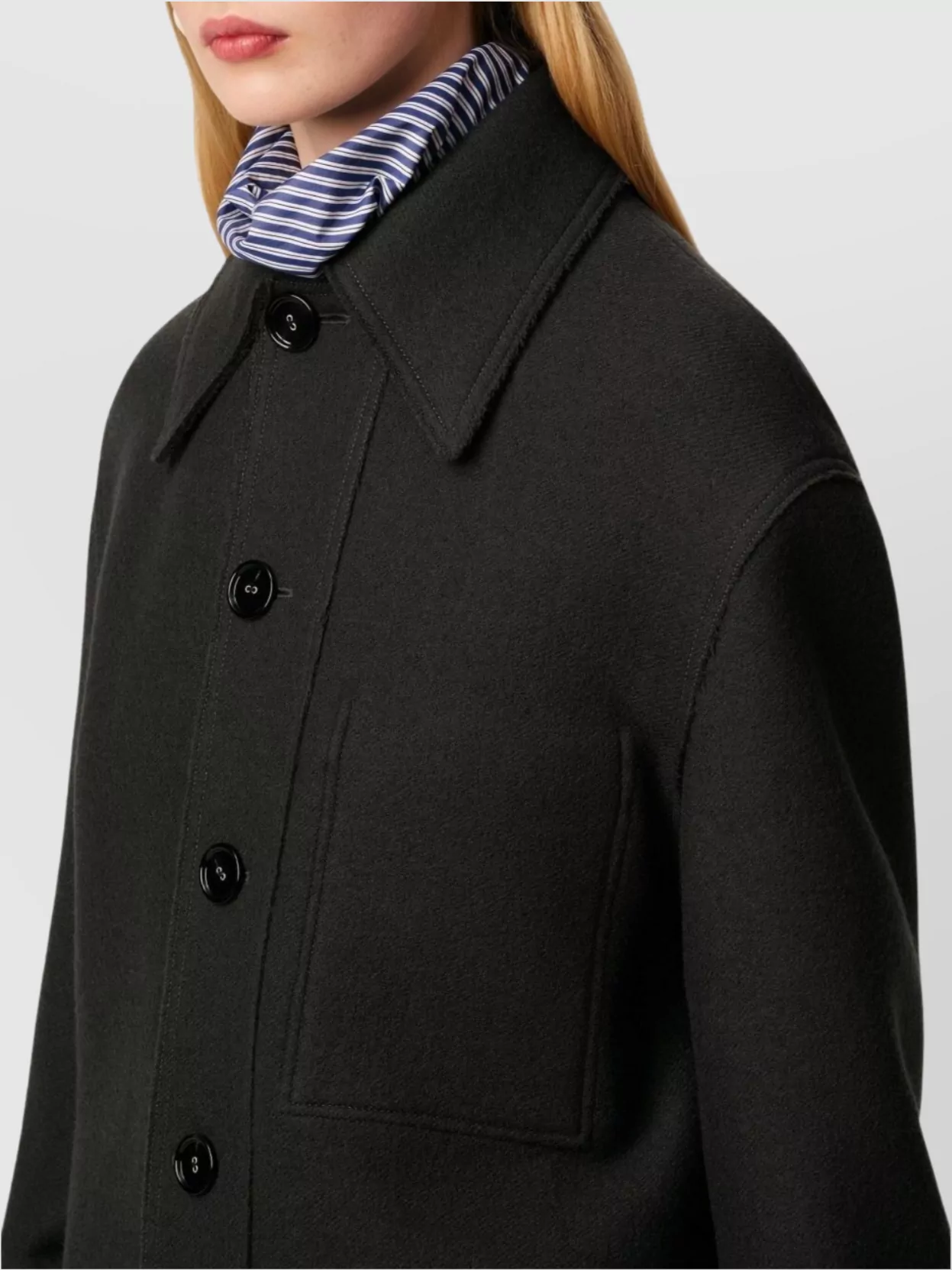 Ami Paris Wool Jacket With Long Sleeves And Buttoned Cuffs