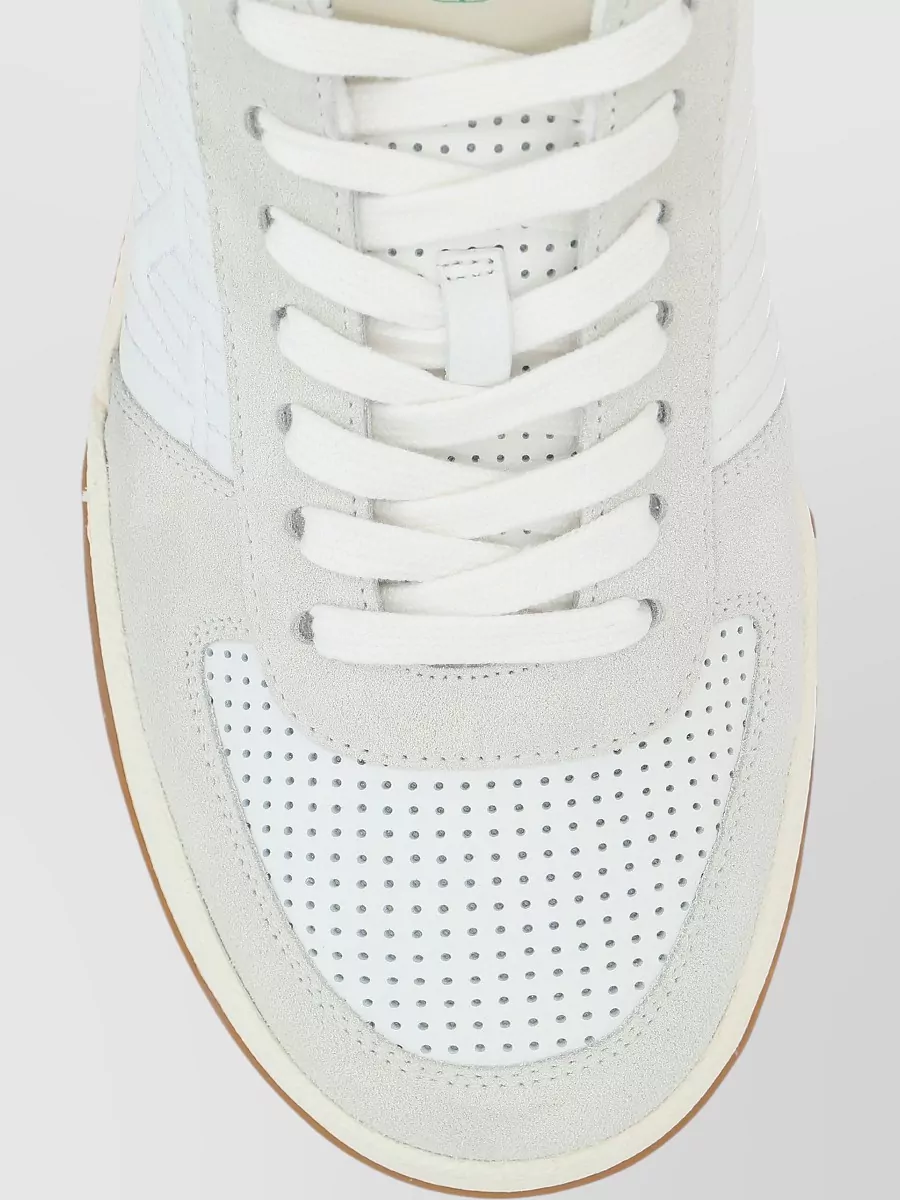 Valentino Sneakers Perforated Detailing Rubber Sole Suede Accents