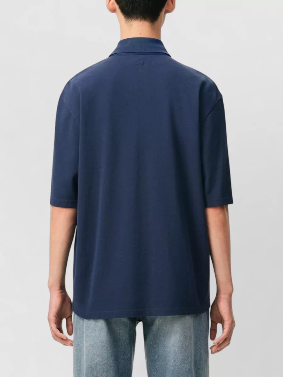 Ami Paris Polo Collar Short Sleeve Cotton T Shirt