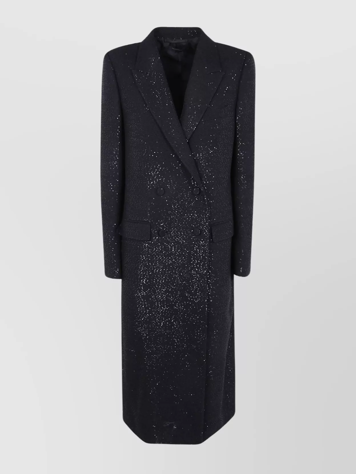 Tom Ford Sequined Wool Blend Crepe Double Breasted Coat Clothing In Black
