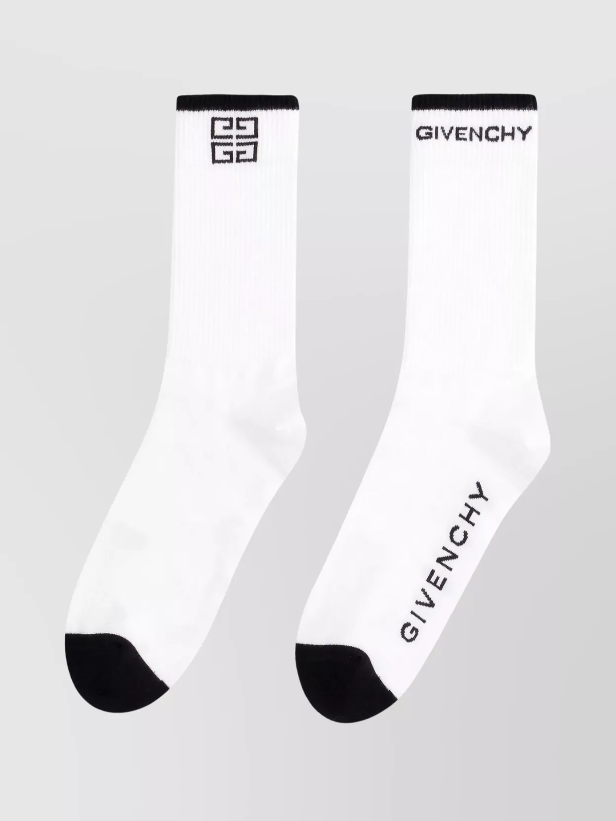 Givenchy Ribbed Cotton Socks With Contrast Toe And Heel In White
