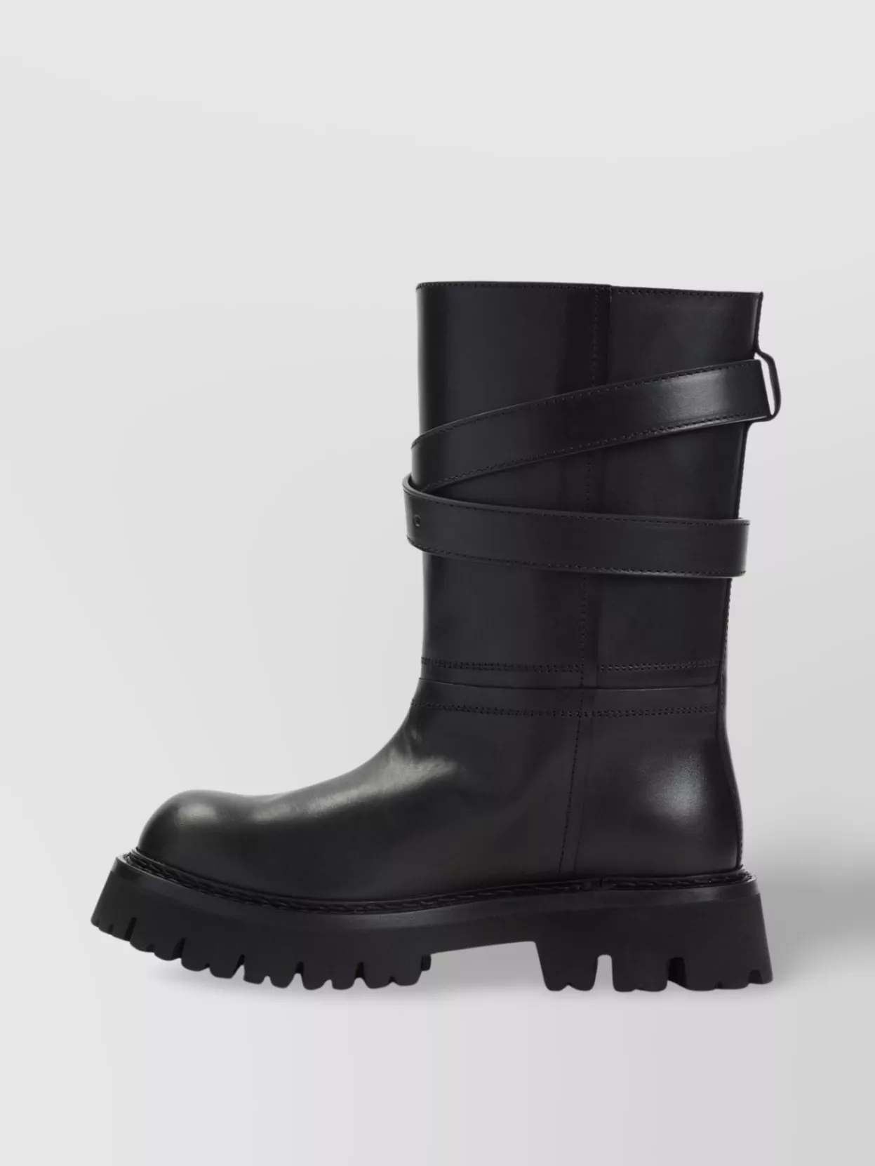 Moschino Biker Strap Buckle Ankle Boots