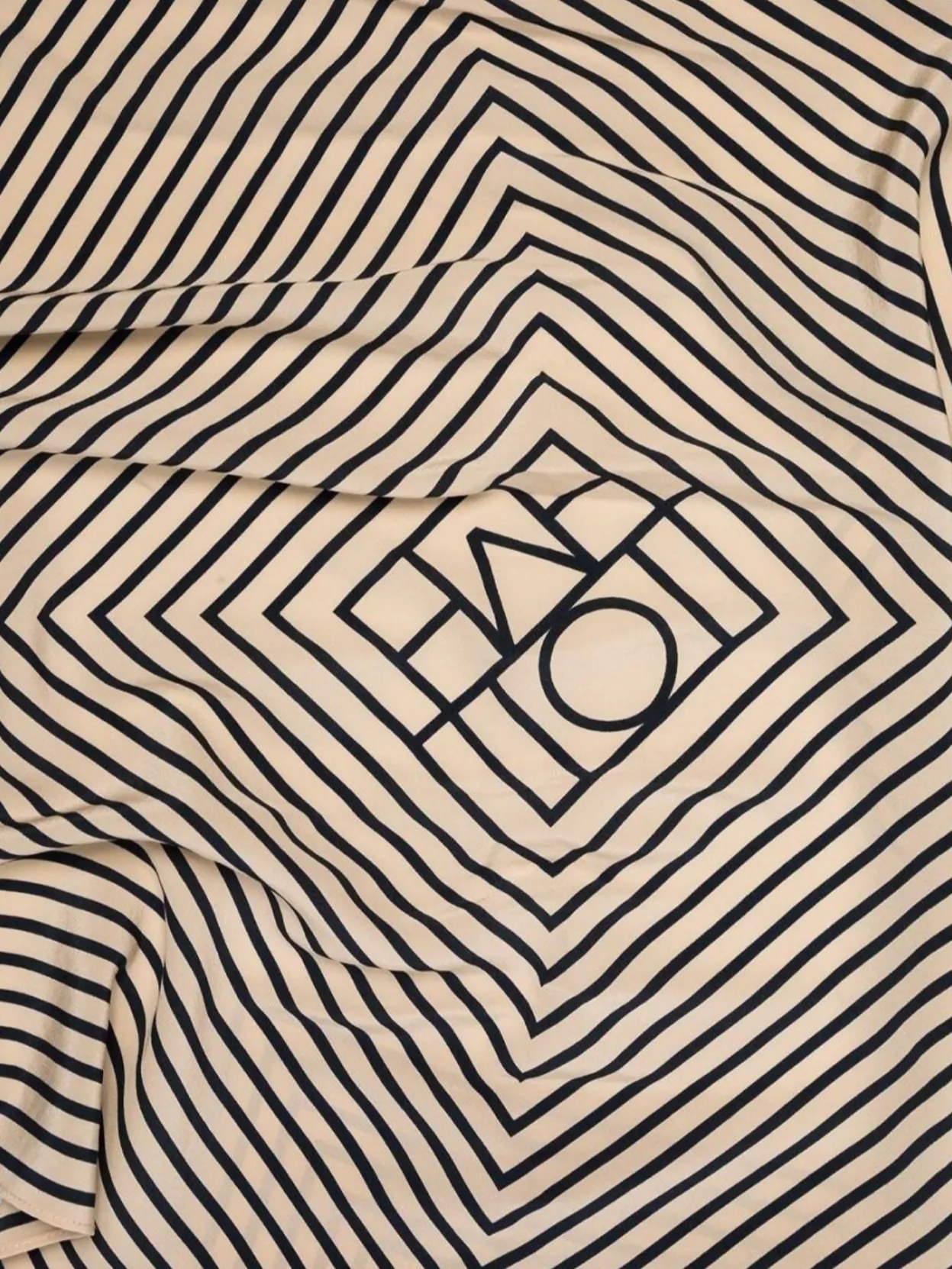 Totême Geometric Print Silk Scarf With Striped Edge