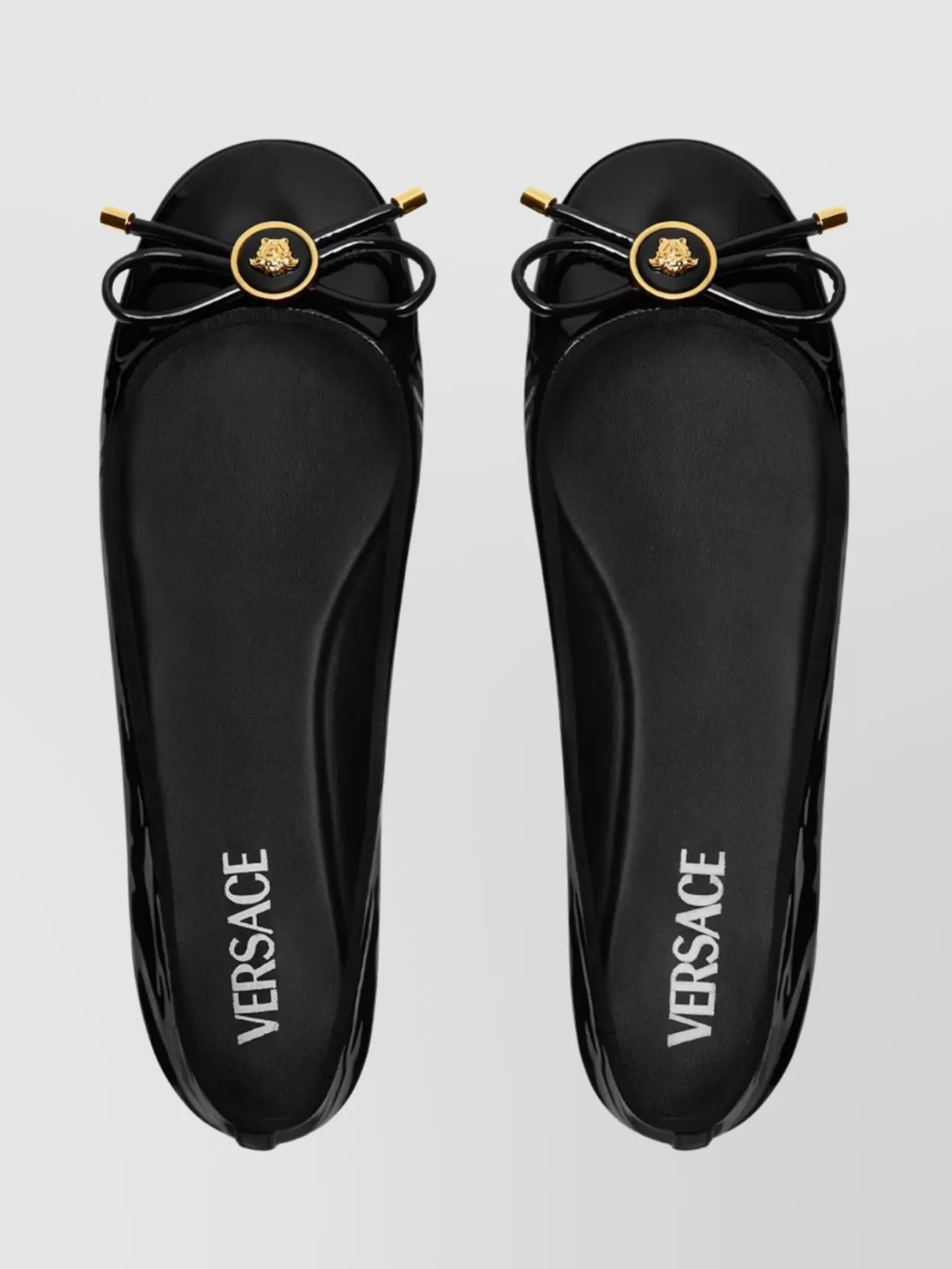 Versace Bow Detail Patent Leather Ballerinas