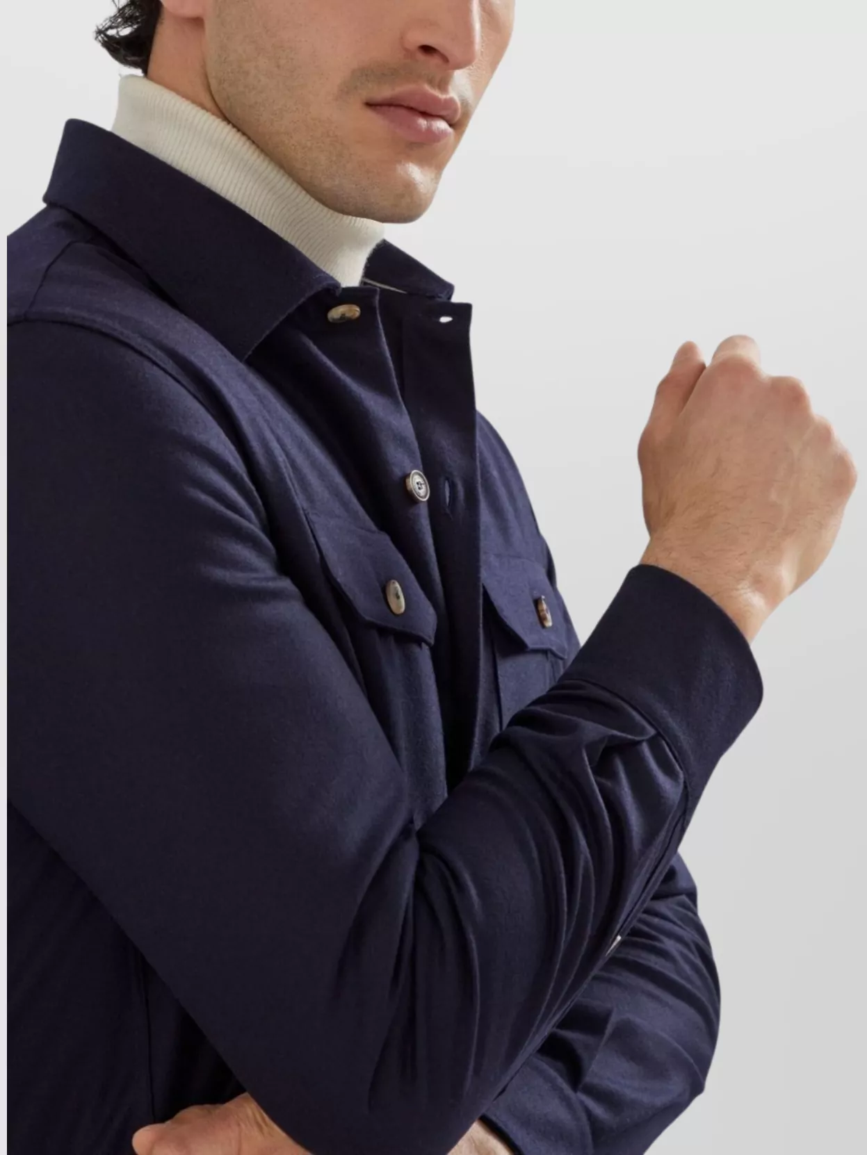 Brunello Cucinelli Wool Shirt With Long Sleeves And Spread Collar