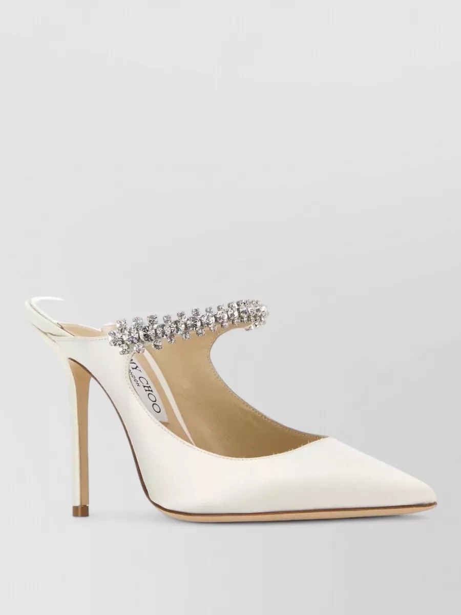 Jimmy Choo satin crystal embellished mules