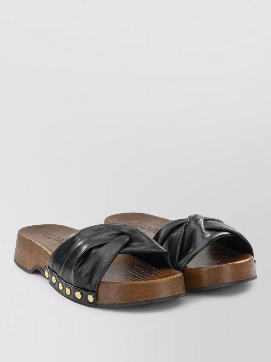 Ganni leather slide sandals