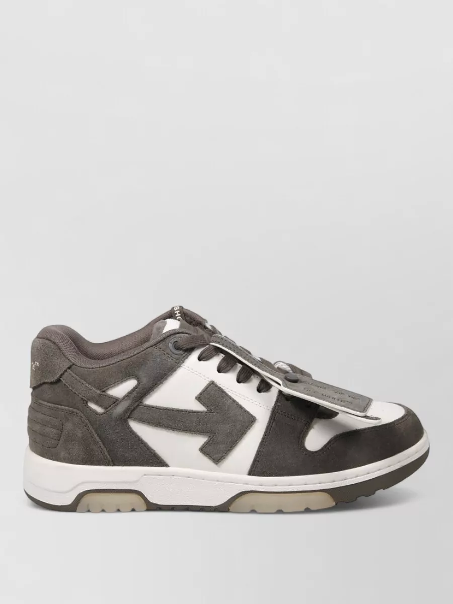 Off-White Leather Paneled Low-Top Sneakers