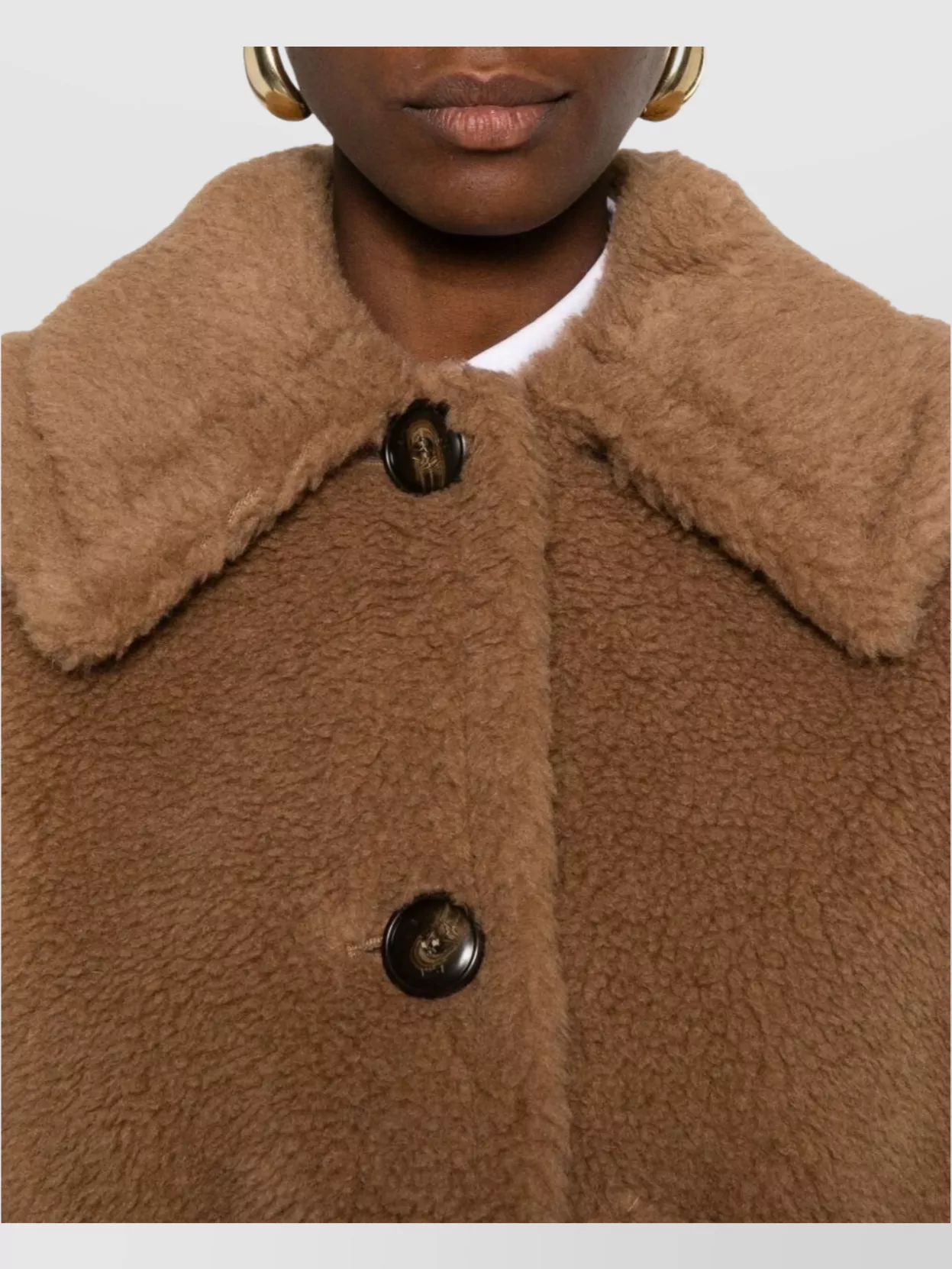 Max Mara Short Sleeve Cape With Faux Fur Texture