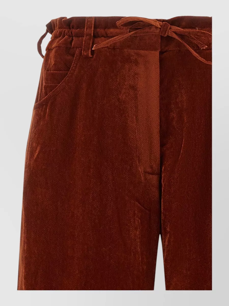 Nude Velvet Wide-Leg Pants