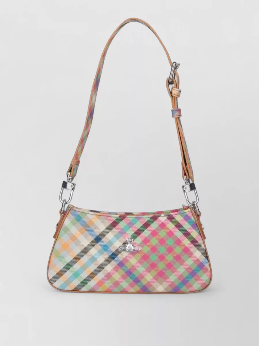 Vivienne Westwood Shoulder Bag Adjustable Strap Checkered Pattern Hardware