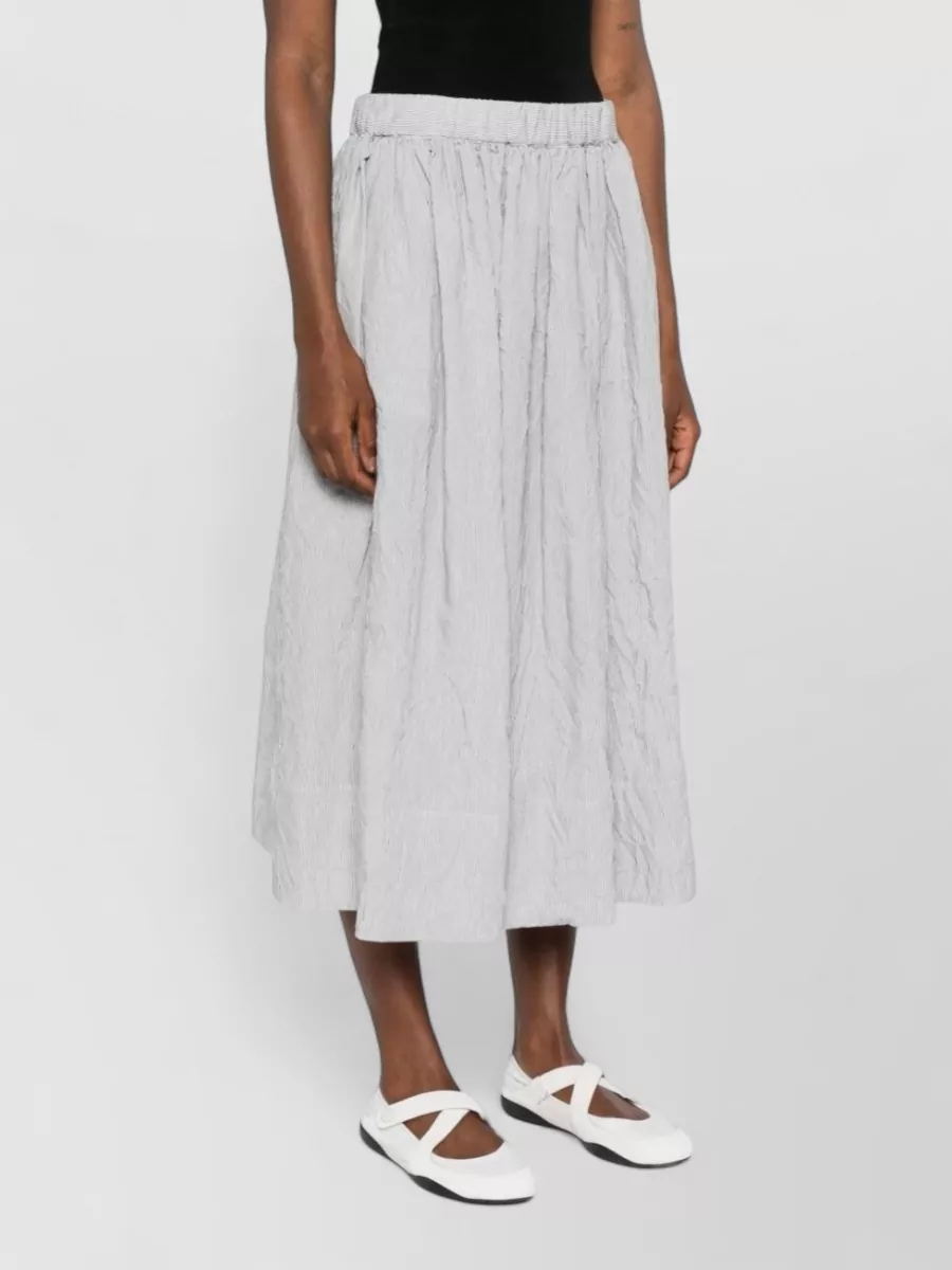 Apuntob Striped Pleated Midi Skirt