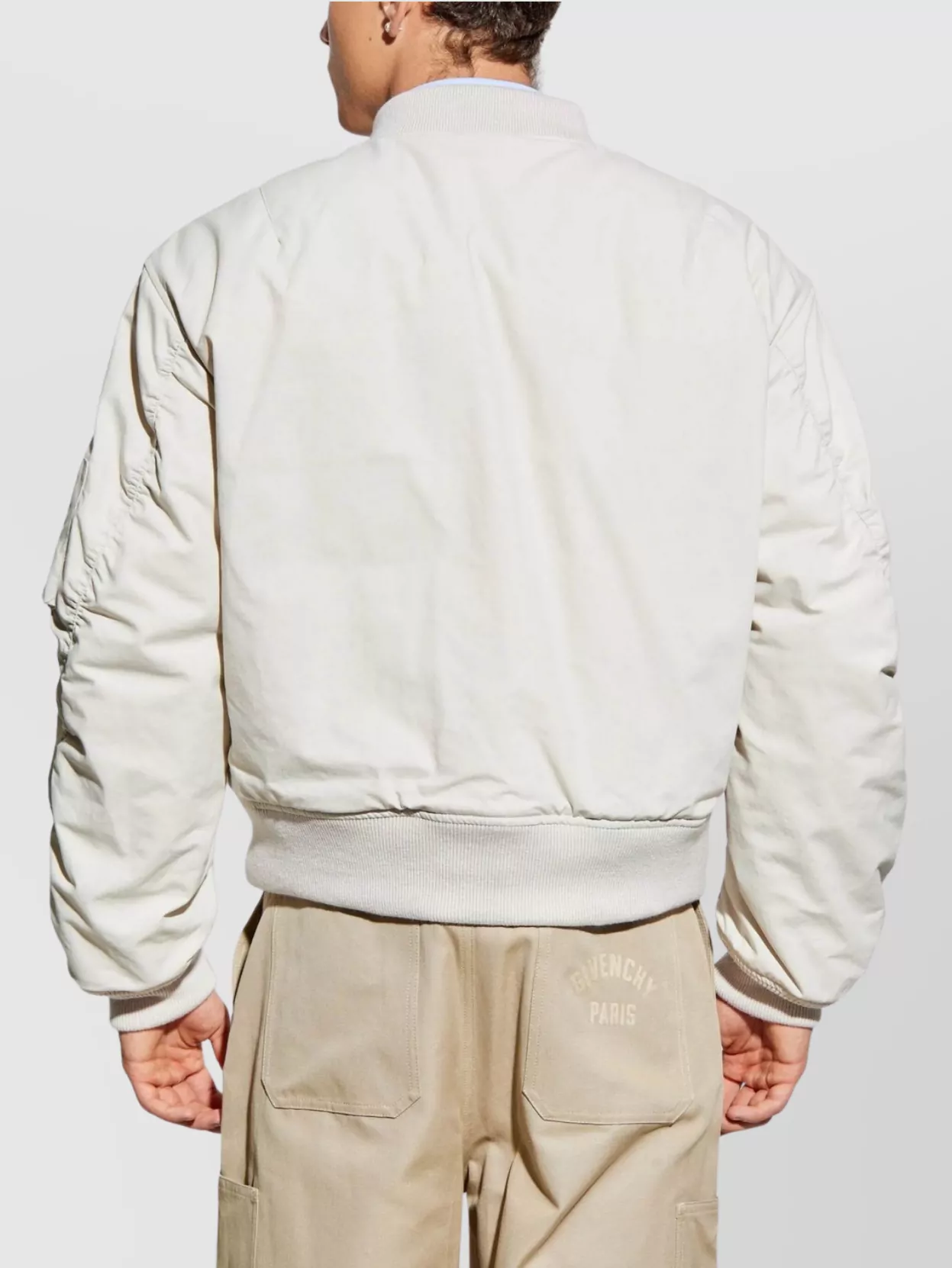 Givenchy Crinkled Cotton Bomber Style Jacket In White