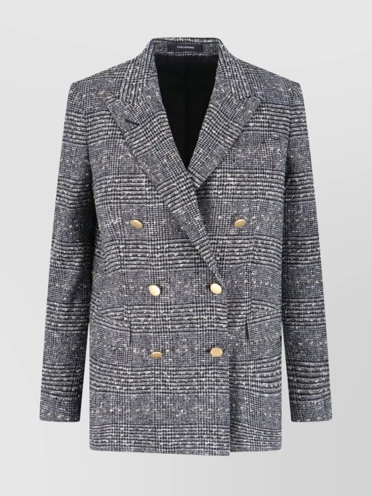 Tagliatore Tailored Double-breasted Jacket With Textured Plaid Pattern In Gray