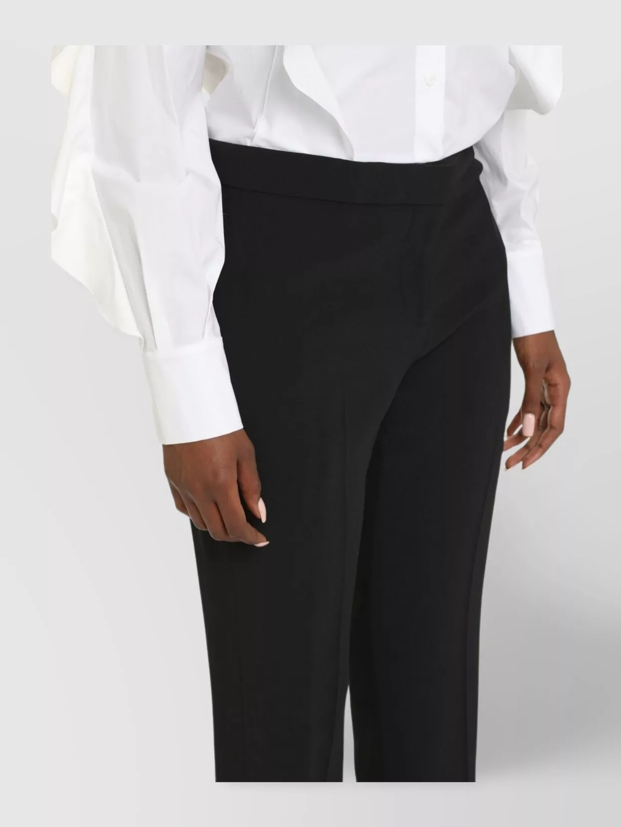 Weekend Max Mara Straight-leg Trousers With Ruffled Accents And Pockets In Black