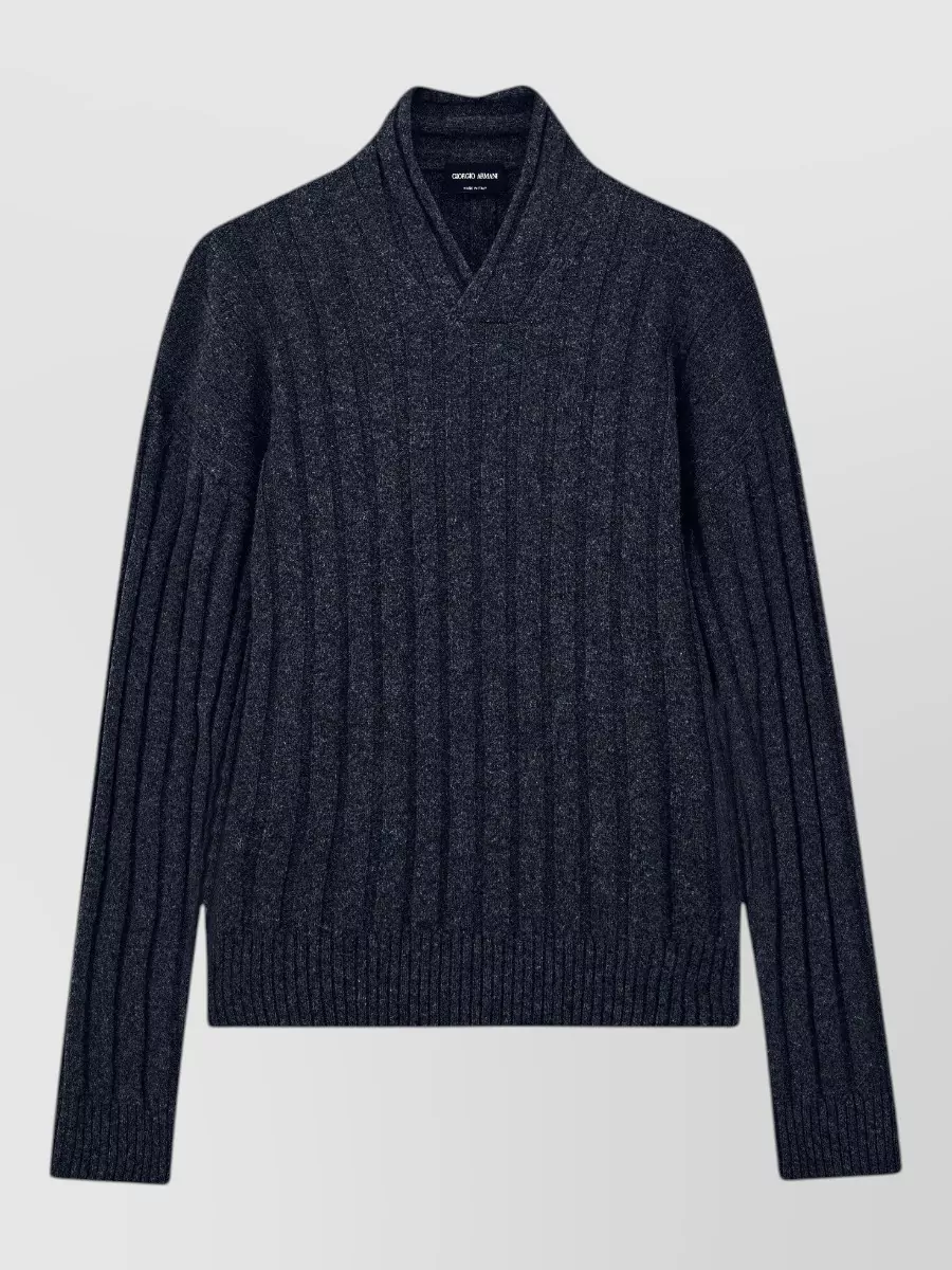 Giorgio Armani wool ribbed shawl collar jumper