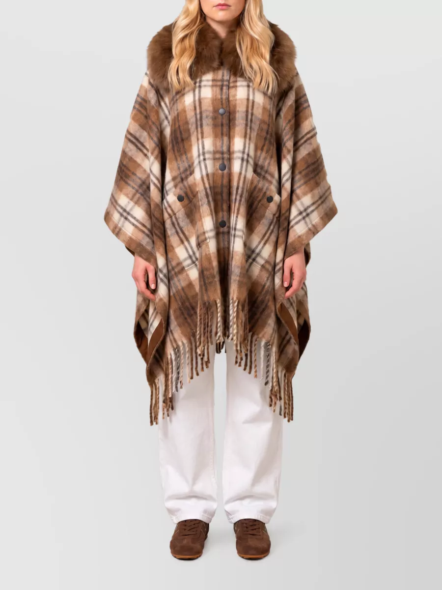 Moncler Grenoble Checked mohair alpaca cape