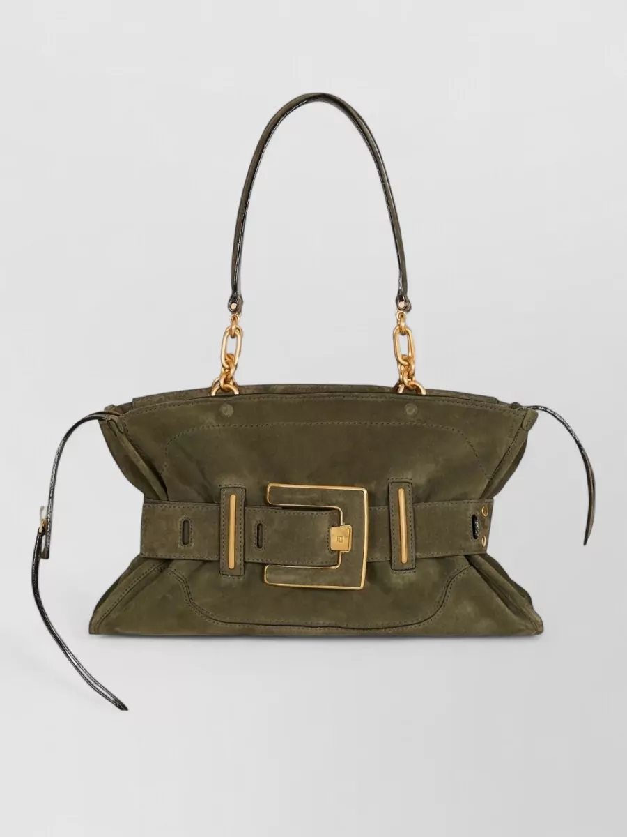Balmain anthem suede leather shoulder bag