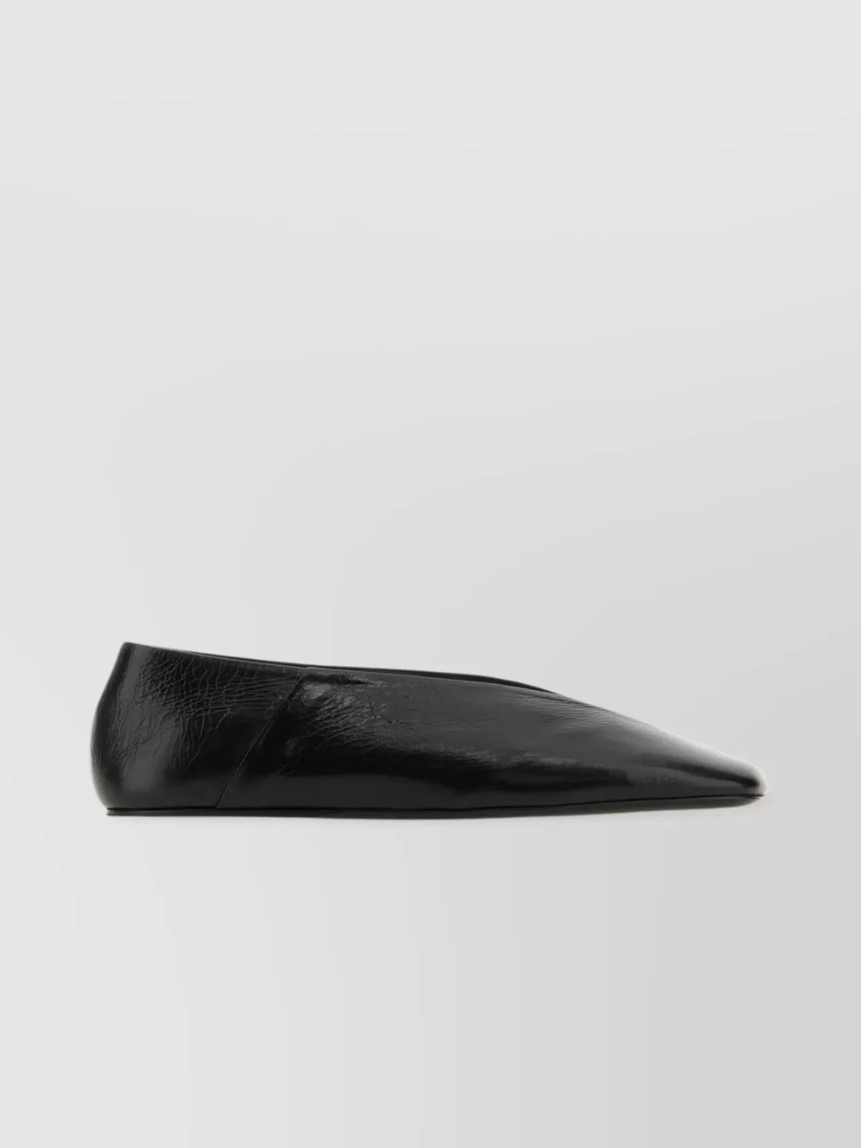Shop Jil Sander Squared Toe Leather Ballet Flats In Black