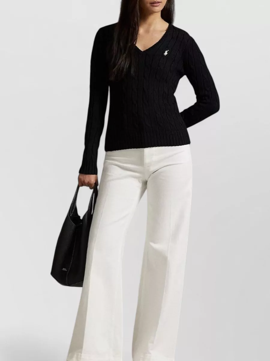 Polo Ralph Lauren Cable-Knit V-Neck Cotton Jumper