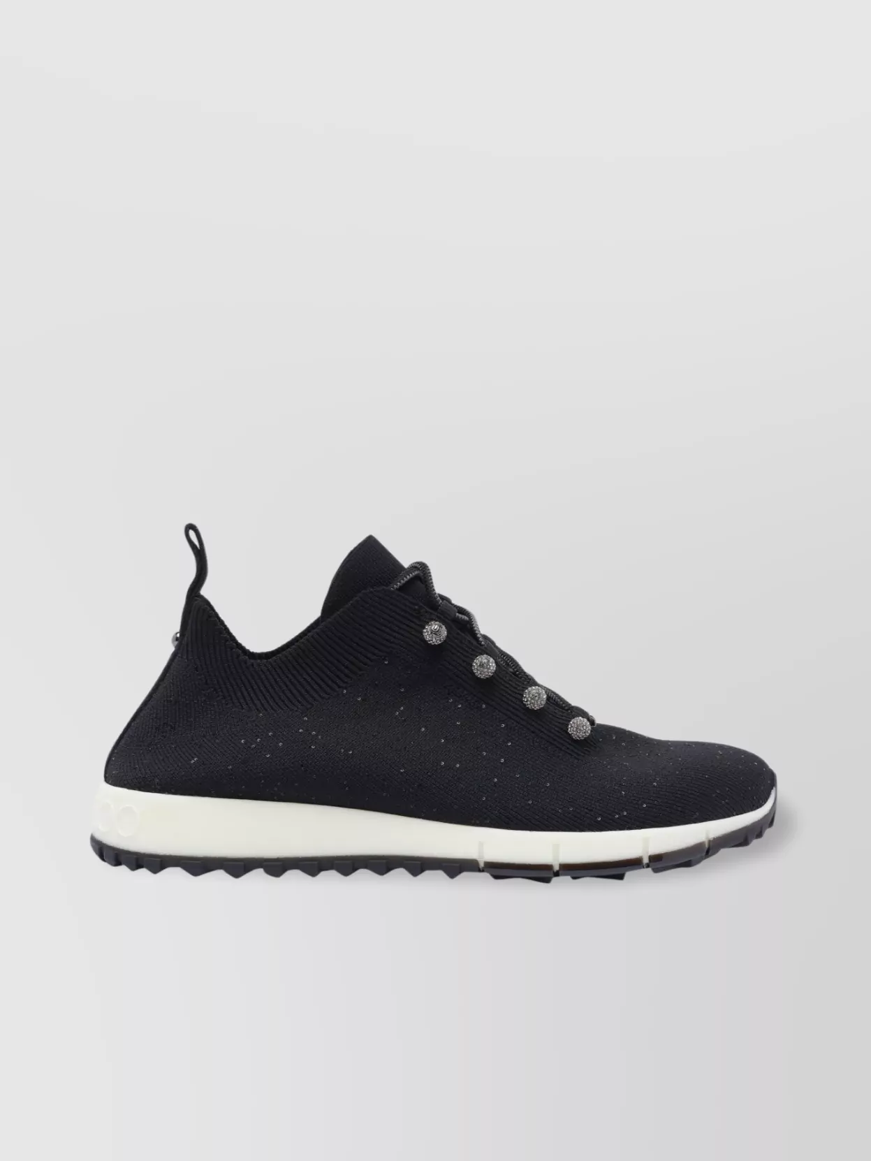 Jimmy Choo Cashmere Knit Sneakers Pearl Embellishments In Grey