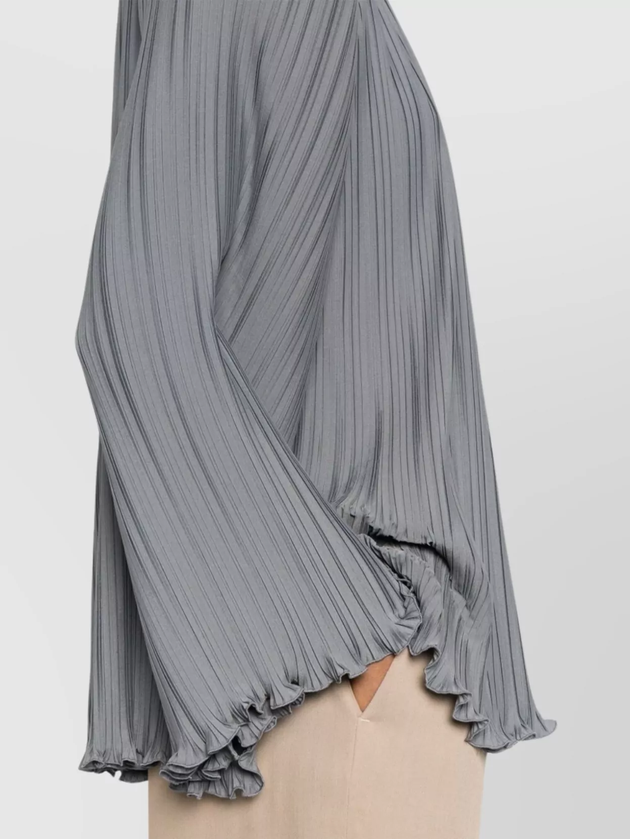 Lanvin Sleeved Pleated Ruffle V-Neck Top