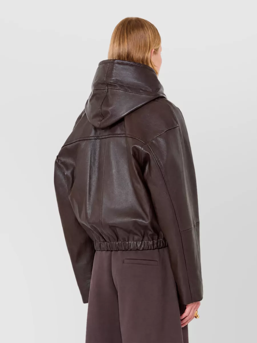 Sportmax Leather Hooded Quilted Bomber Jacket