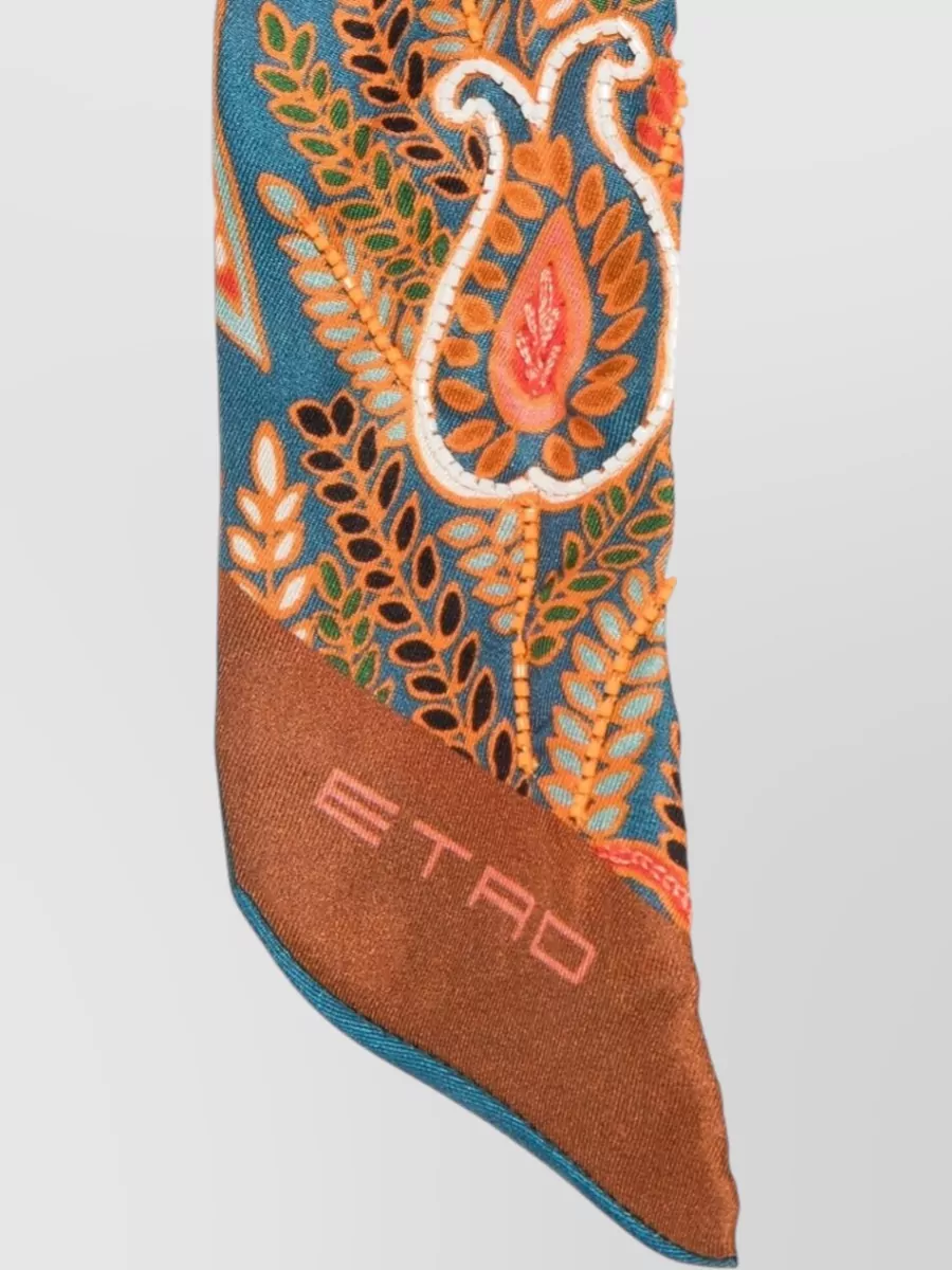 Etro Silk Paisley-Print Bead-Embellished Foulard