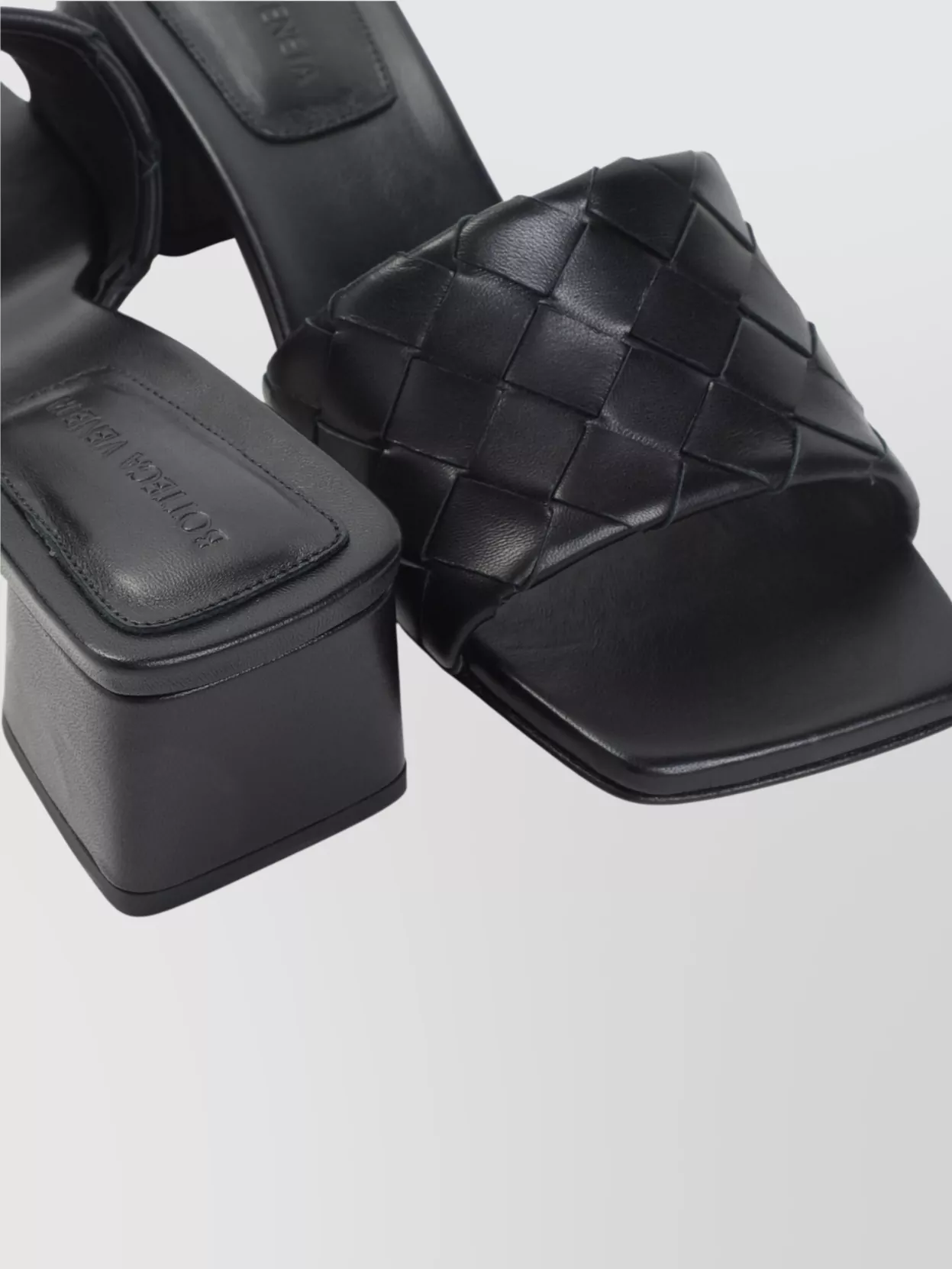 Bottega Veneta Kitten Heel Mule Sandal With Woven Detail
