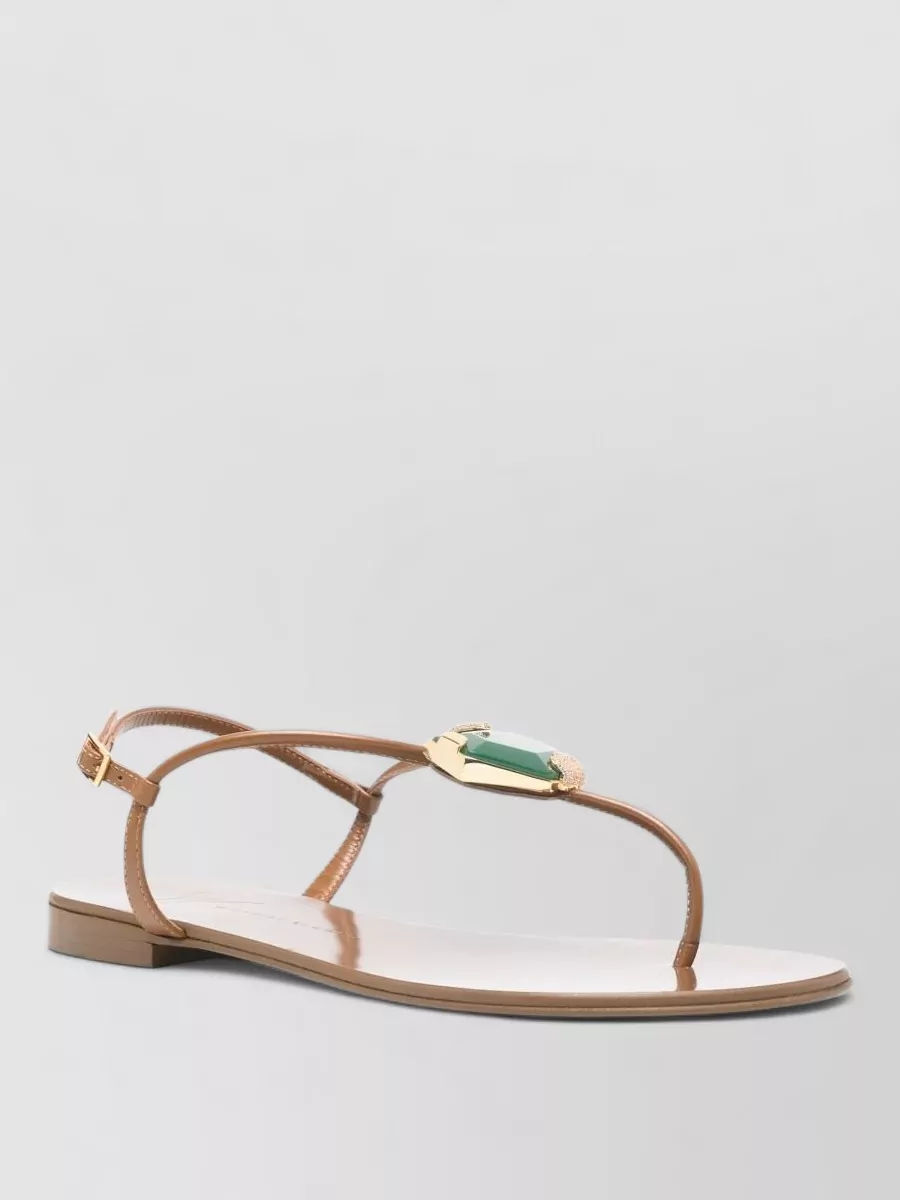Giuseppe Zanotti Leather Embellished Thong Sandals