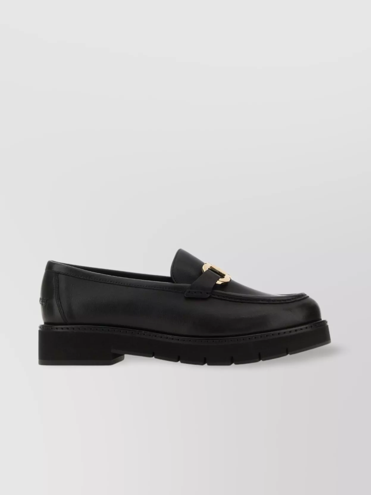 Ferragamo Maryan Lug Chunky Sole Loafers Gold-tone Hardware